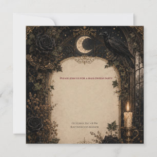 Invitation Gothique Halloween Roses et Lierre de Bourgogne du