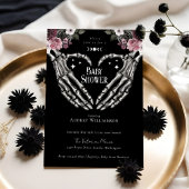 Invitation Gothique Halloween Squelette Mains Baby shower coe