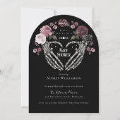 Invitation Gothique Halloween Squelette Mains Baby shower coe (Devant)