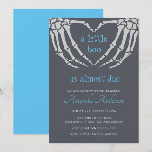 Invitation Gothique Halloween Squelette mains Baby shower gar (Devant / Derrière)