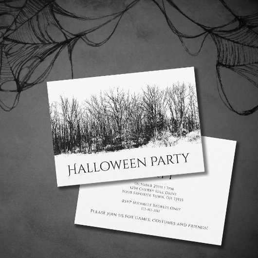 Invitation Gothique Haunted Woods Éffrayant Halloween Party