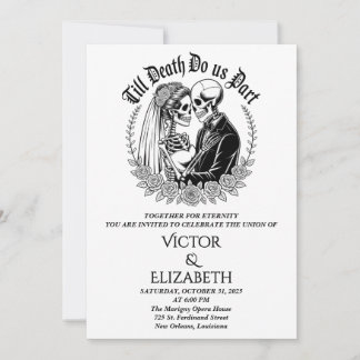 Invitation Gothique Jusqu'à la mort Do us Part Squelette Mari