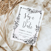 Invitation Gothique Main dessinée Fleurs Crâne Enregistrer la