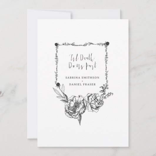 Invitation Gothique Main dessinée Fleurs Crâne Enregistrer la (Dos)