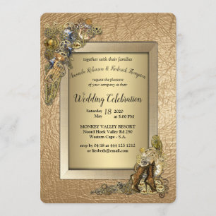 Invitation Gothique - Mariage à vapeur En cuir or