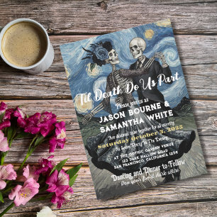 Invitation Gothique Mariage Cute Skeletons Danse Van Gogh Sty