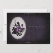 Invitation Gothique Mariage Vintage Floral Crânes pourpres (Dos)
