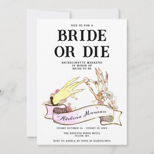Invitation Gothique Mariée ou Mort Til Death Bachelorette Wee (Devant)