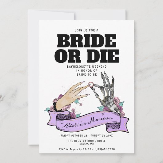 Invitation Gothique Mariée ou Mort Til Death Bachelorette Wee (Devant)
