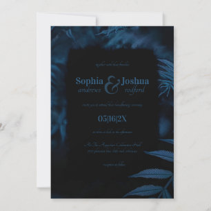 Invitation Gothique Marine Bleu Mariage Feuille foncé à la ma