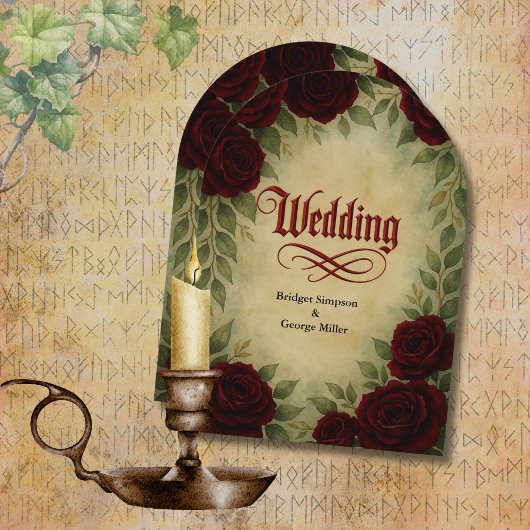 Invitation gothique médiéval antique vintage rose mariage