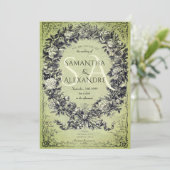 Invitation Gothique Médiéval Royal Floral Rose Mariage de cou (Debout devant)