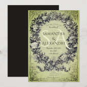 Invitation Gothique Médiéval Royal Floral Rose Mariage de cou (Devant / Derrière)