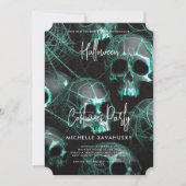 Invitation Gothique moderne Noir Turquoise crâne Halloween Pa (Devant)