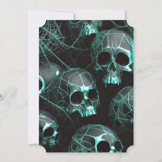 Invitation Gothique moderne Noir Turquoise crâne Halloween Pa (Dos)