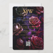 Invitation Gothique Monogramme Rose crâne Boho Elegant Red Go (Dos)