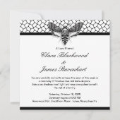 Invitation Gothique Moth Mariage crâne - noir et blanc (Devant)