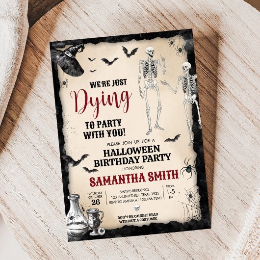 Invitation Gothique Mourir à la fête Halloween fête d'anniver