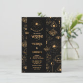 Invitation Gothique Mystique Lune Étoiles Moth Mariage foncé (Debout devant)