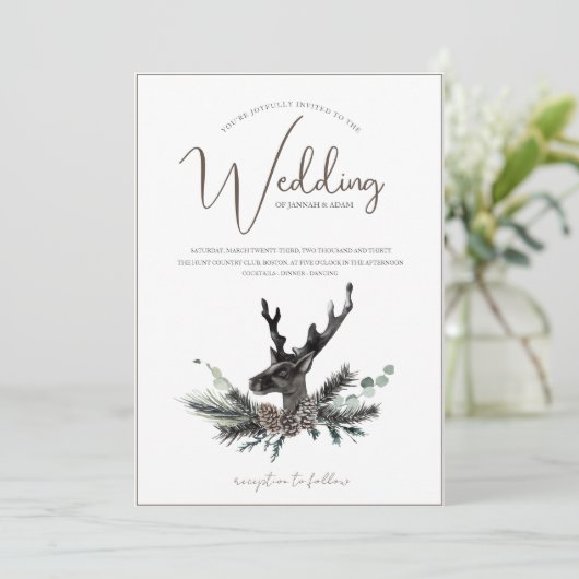 Invitation Gothique Noir Blanc Cher Mariage de Noël (Debout devant)