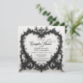 Invitation Gothique Noir & Blanc Filigree Coeur Couples Douch (Debout devant)