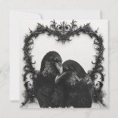Invitation Gothique Noir & Blanc Filigree Coeur Couples Douch (Dos)