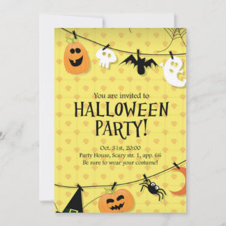Invitation Gothique Noir Crâne d'or Halloween Costume Party
