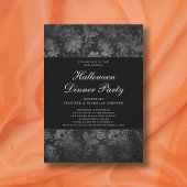 Invitation Gothique Noir Damas Dîner d'Halloween