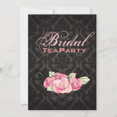 Invitation Gothique Noir damassé rose rose rose douche nuptia (Devant)
