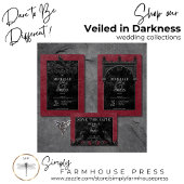 Invitation Gothique Noir Double Arc Noir Rose Mariage de vin
