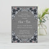 Invitation Gothique Noir Floral Mariage Couples Douche (Debout devant)