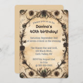 Invitation Gothique Noir Modifiables Roses (Devant / Derrière)