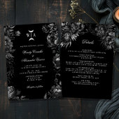 Invitation Gothique Noir Monogramme Moon Crest Détails du Mar