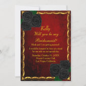 Invitation Gothique Noir Rose sang Rouge Mariage Bridesmaid (Devant)