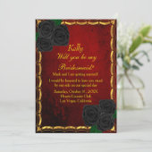 Invitation Gothique Noir Rose sang Rouge Mariage Bridesmaid (Debout devant)