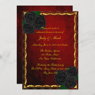 Invitation Gothique Noir Rose Sang Rouge Répétition Dîner