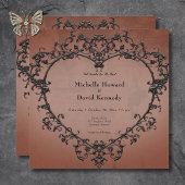 Invitation Gothique Noir & Rust Filigree Mariage de coeur