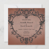 Invitation Gothique Noir & Rust Filigree Mariage de coeur (Devant)