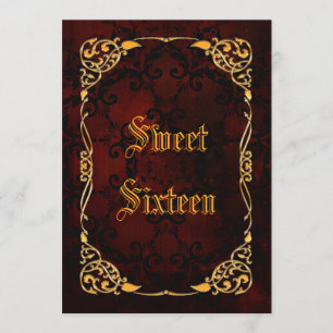 Invitation Gothique Or encadré Sweet 16