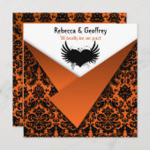 Invitation gothique Orange et Black Mariage damass (Devant / Derrière)