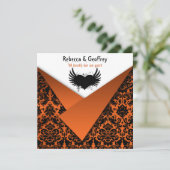 Invitation gothique Orange et Black Mariage damass (Debout devant)