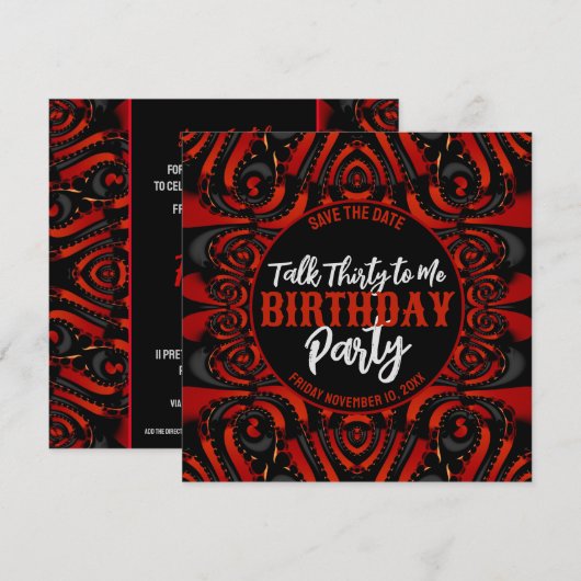 Invitation Gothique Parler Anniversaire Trente Noirs + Parti  (Devant / Derrière)