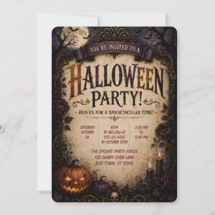 🎃 Invitation gothique pour soirée Halloween à thè