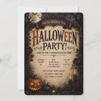 🎃 Invitation gothique pour soirée Halloween à thè