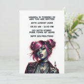 Invitation Gothique Punk Girl Birthday Party (Debout devant)
