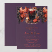 Invitation Gothique Purple Blood Wine Engagement (Devant / Derrière)