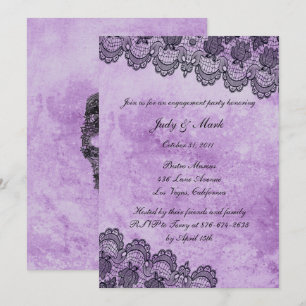 Invitation Gothique Purple Grunge Black Lace