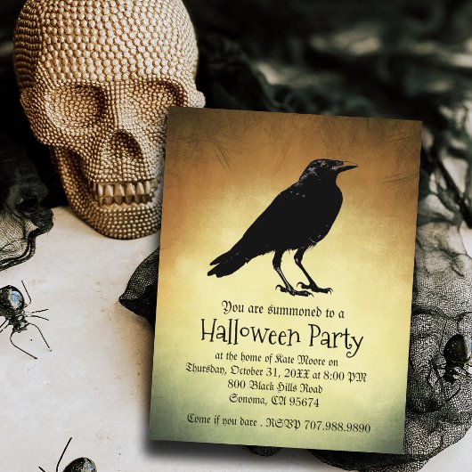Invitation Gothique Raven Halloween Party