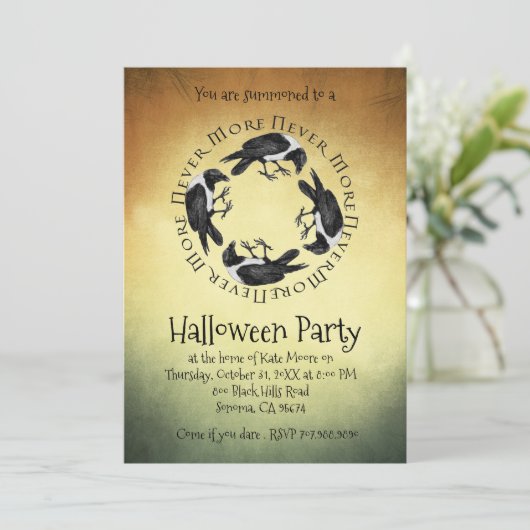 Invitation Gothique Ravens Halloween (Debout devant)