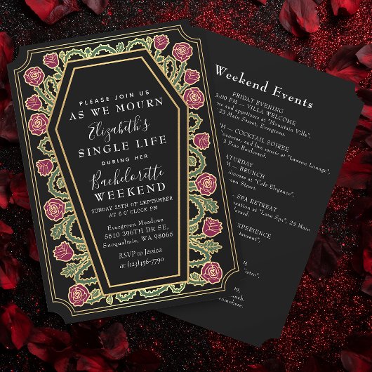 Invitation Gothique Rose Bachelorette Week-end